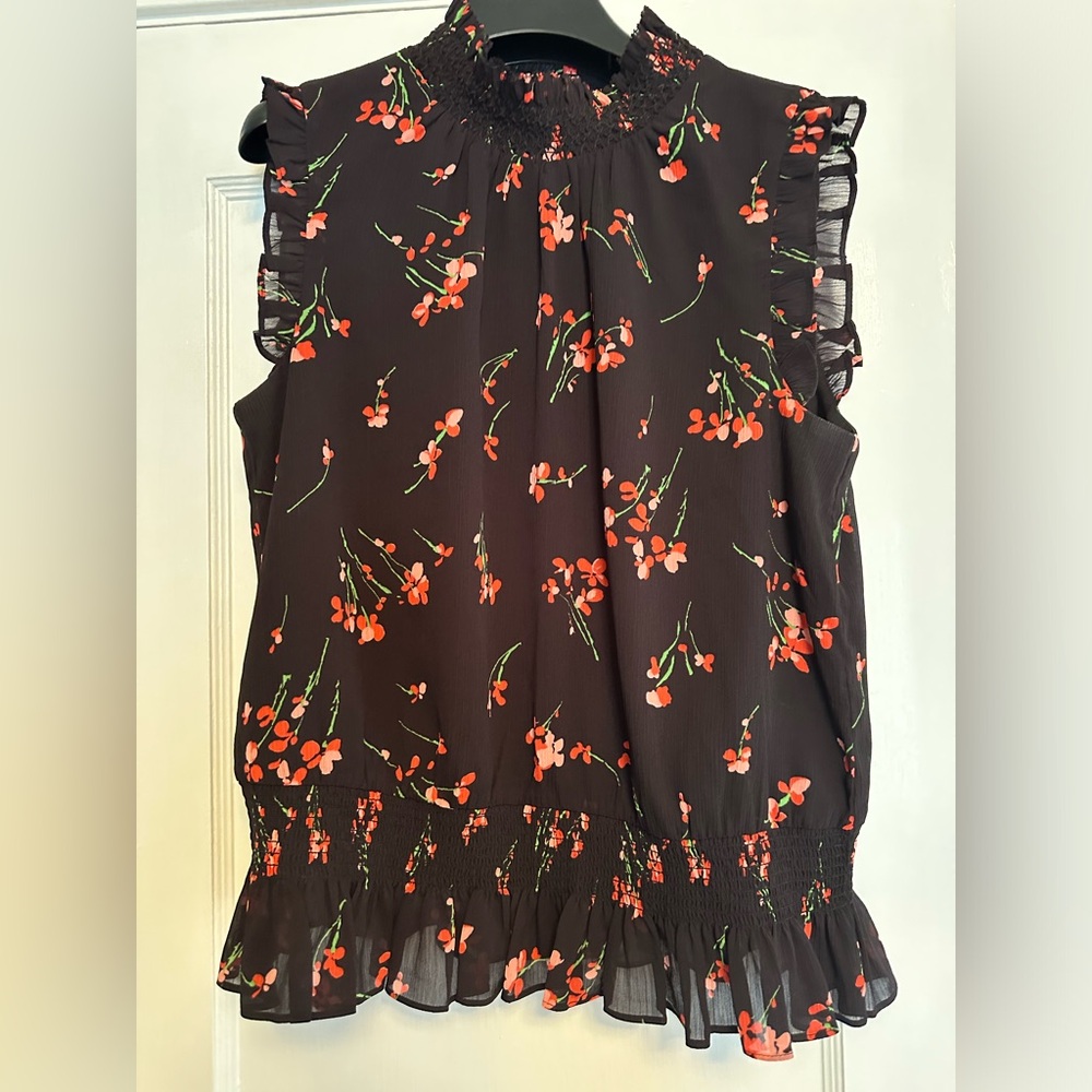 JCrew sleeveless red flowered shirt